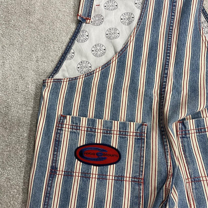 Vintage Cross Colours striped denim dungarees y2k USA made denim hip hop overalls festival