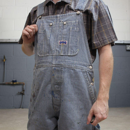 Vintage striped dungarees blue white denim overalls y2k Big Smith workwear bib & brace utility