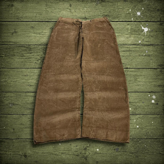 Vintage baggy corduroy pants brown W34L32 Wide wale chunky jumbo cord trousers