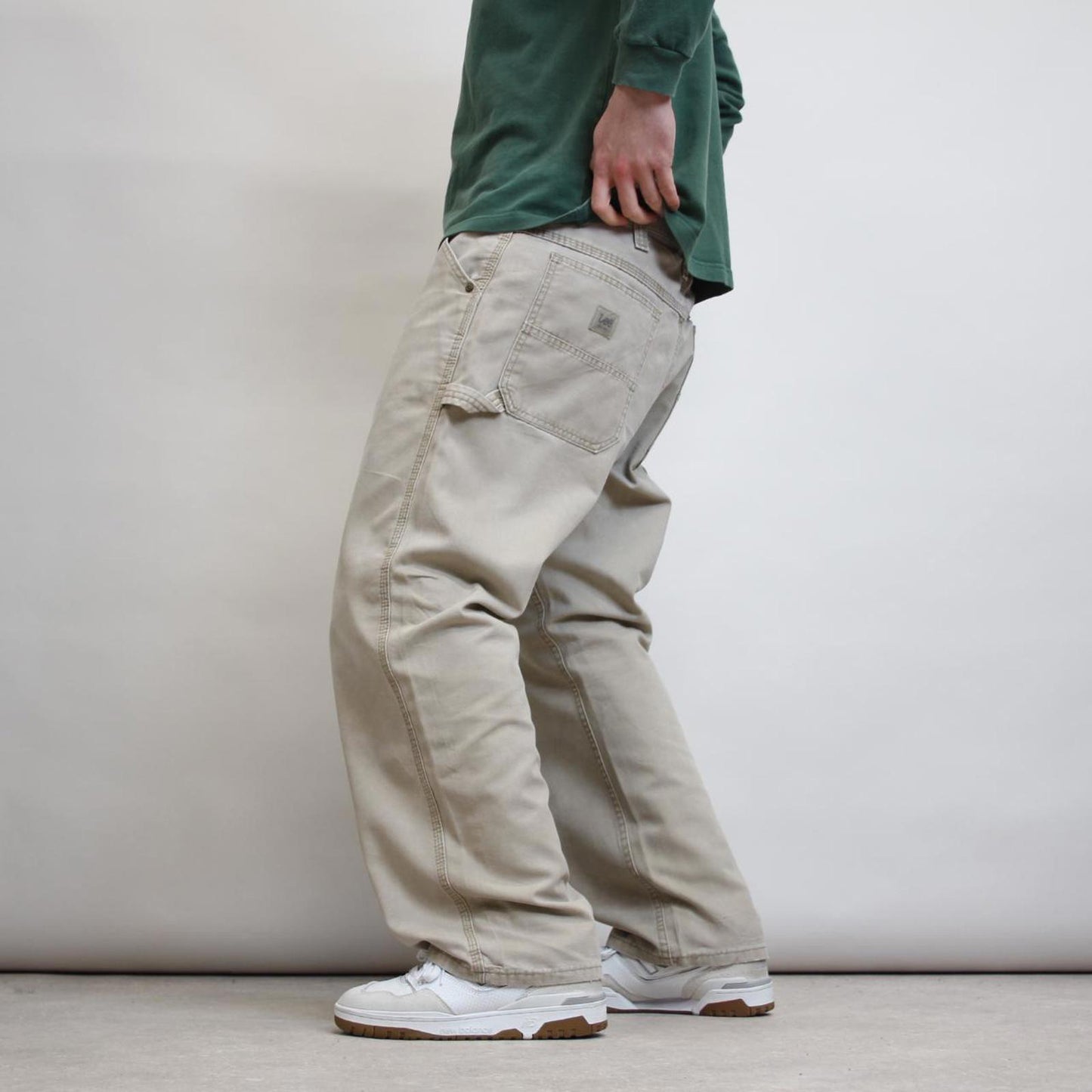 Baggy Lee carpenter pants W38L30 Loose wide leg cargo pants 90s style beige