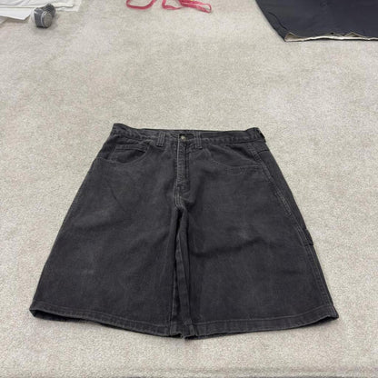 Baggy denim carpenter shorts cargo black Loose skater style surf jorts FUBU embroidered