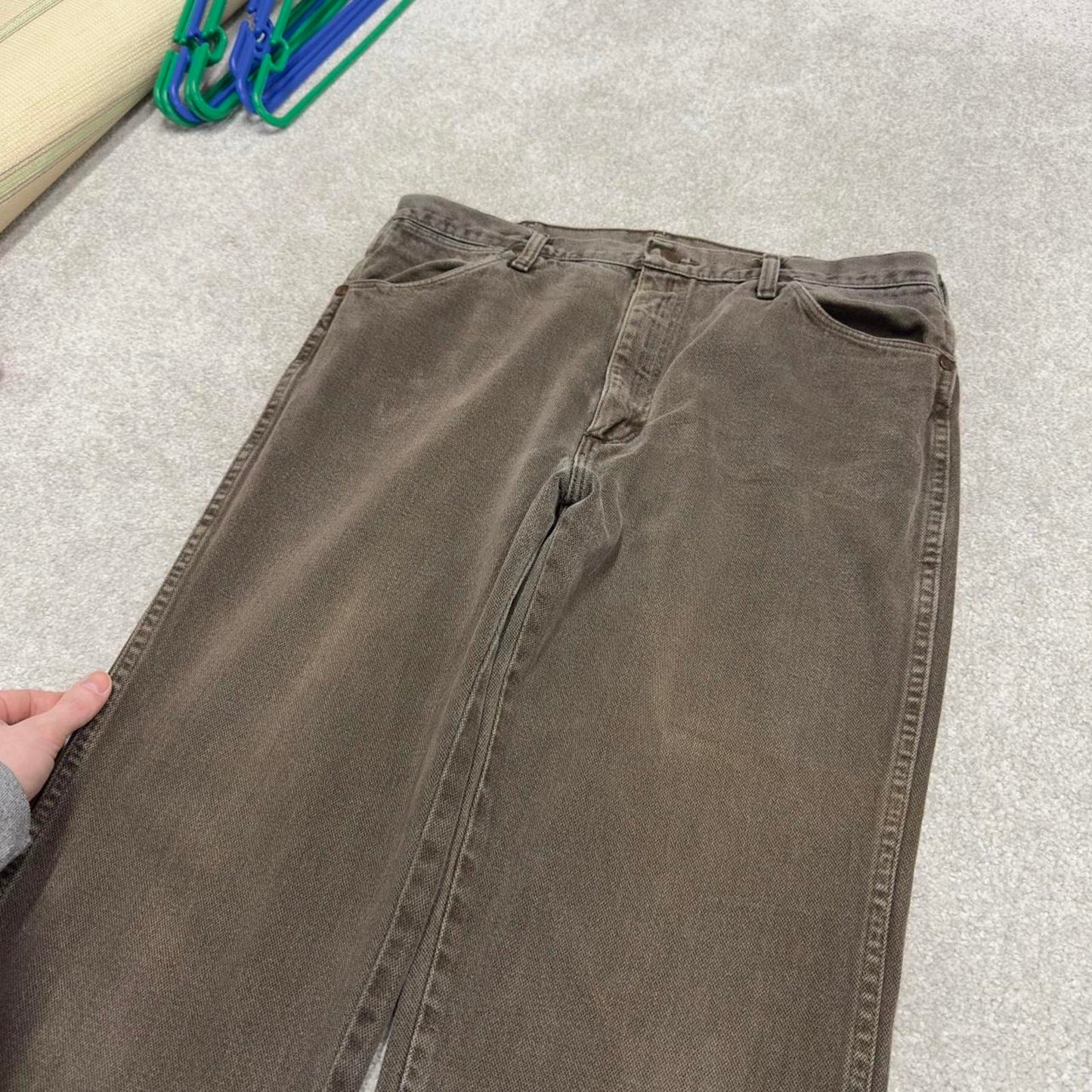 Vintage y2k Wrangler jeans brown Casual style 5 pocket straight leg denim pants