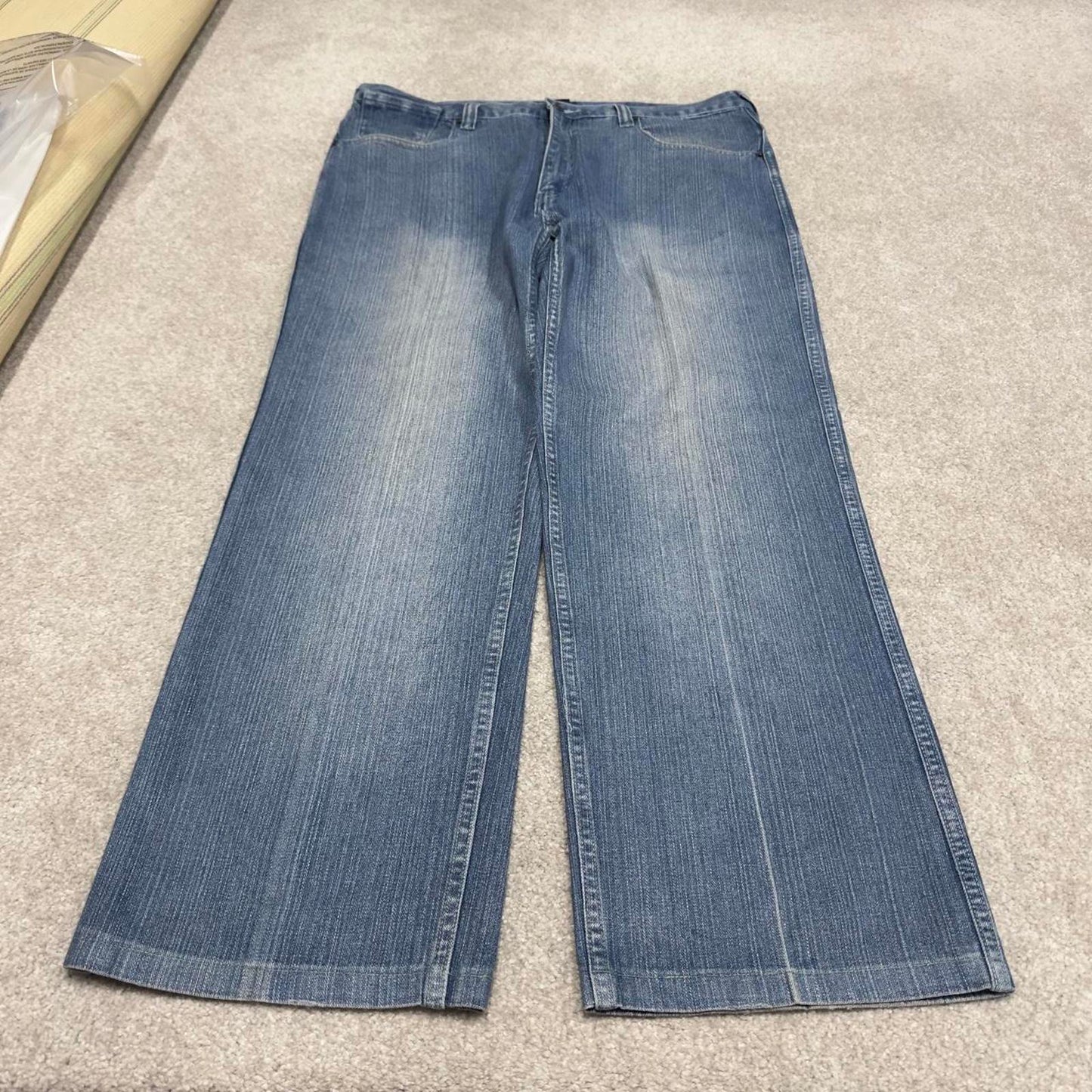 Y2k 00s Reliq jeans blue denim W38L30 loose 00s skate style pants with 3 pocket design casual autumn