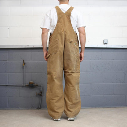 Vintage Carhartt dungarees W44L30 mens canvas overalls tan utility worker