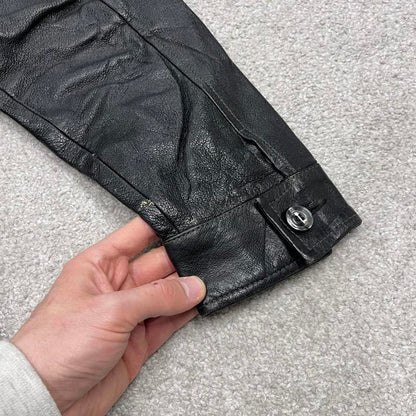 Vintage Diesel leather jacket black Diesel boxy genuine leather coat