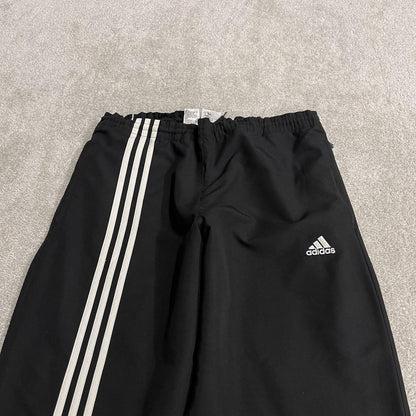 Y2K Adidas baggy tracksuit bottoms black Medium embroidered logo side stripes track pants