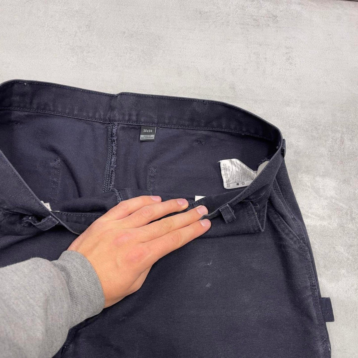 Baggy Carhartt carpenter jeans W36L32 navy loose 90s skater style canvas workwear cargos