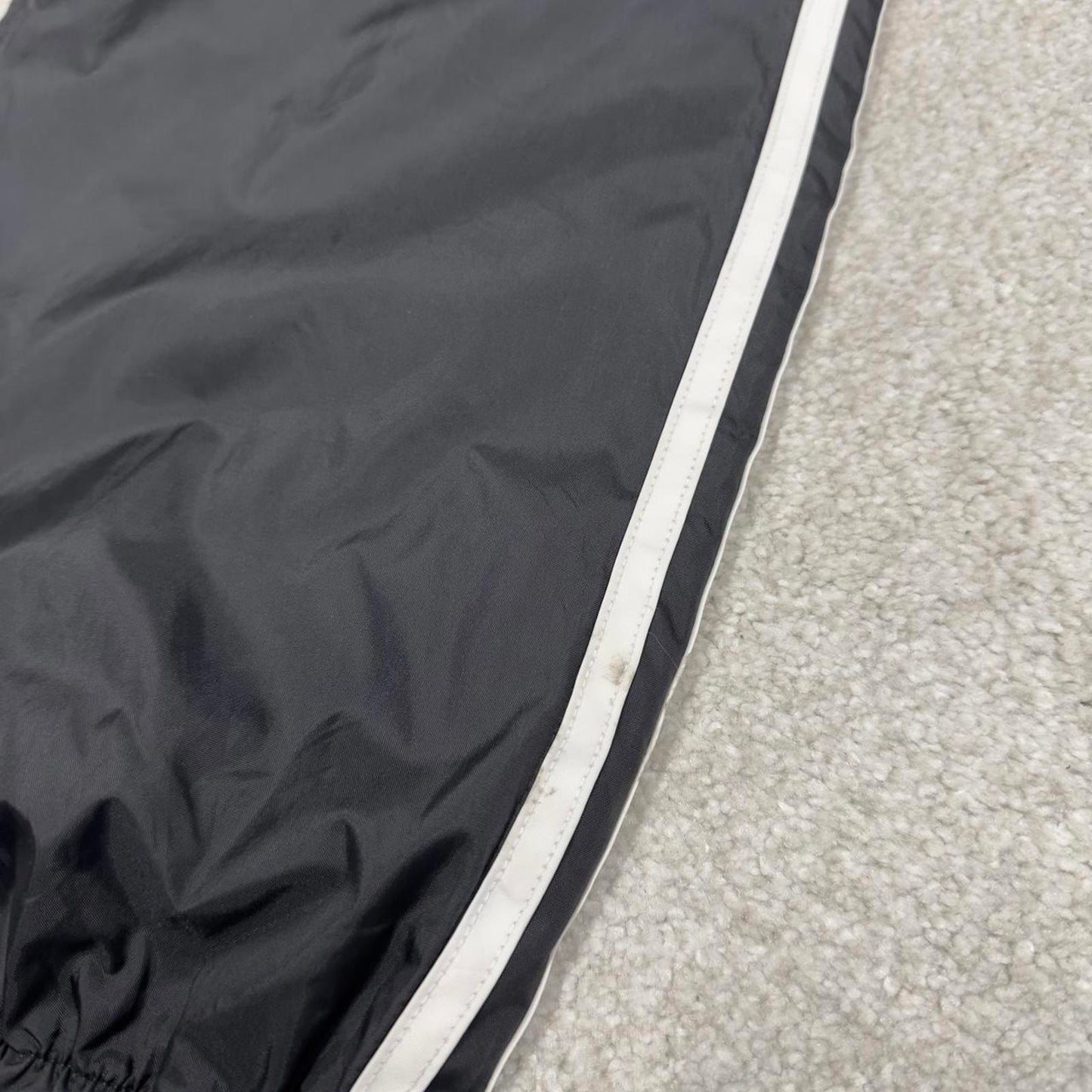 Black Adidas tracksuit bottoms Large y2k style sportswear track pants side stripe design