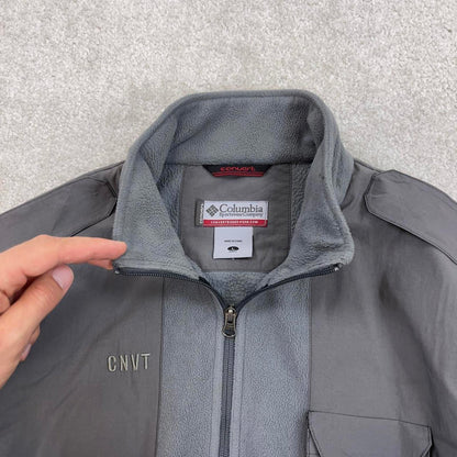 Grey Columbia technical zip up fleece Large y2k style autumn adjustable waist convert