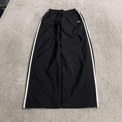 Y2K Adidas tracksuit bottoms black Medium Embroidered side stripe lined track pants