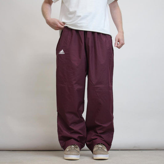 Baggy Adidas Trackies XL maroon loose floaty leg tracksuit bottoms