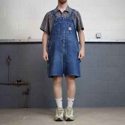 Carhartt baggy dungaree shorts 00s denim overalls blue
