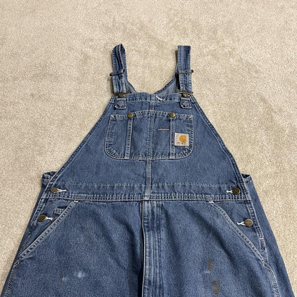 Carhartt denim short dungarees y2k blue overalls festival / skate wear bib & brace utility workwear