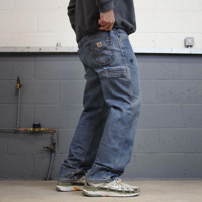 Carhartt carpenter jeans blue 90s skater style W38L32 relaxed denim 5 pocket pants
