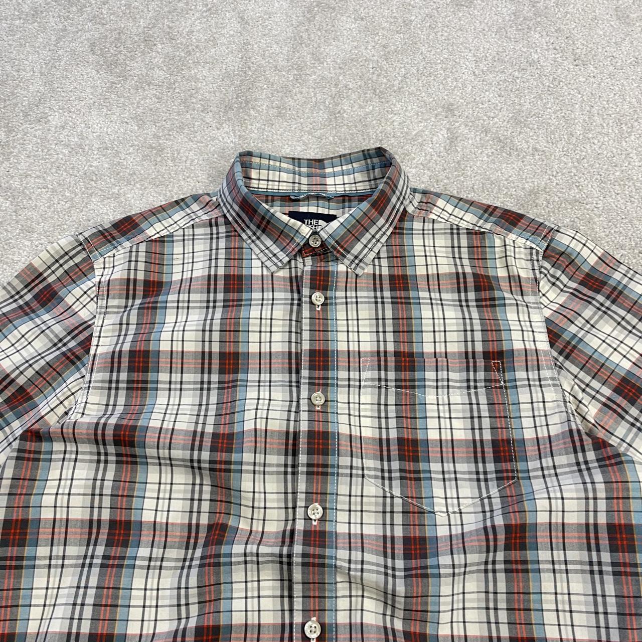 North Face checkered short sleeve shirt TNF festival style button down summer shirt