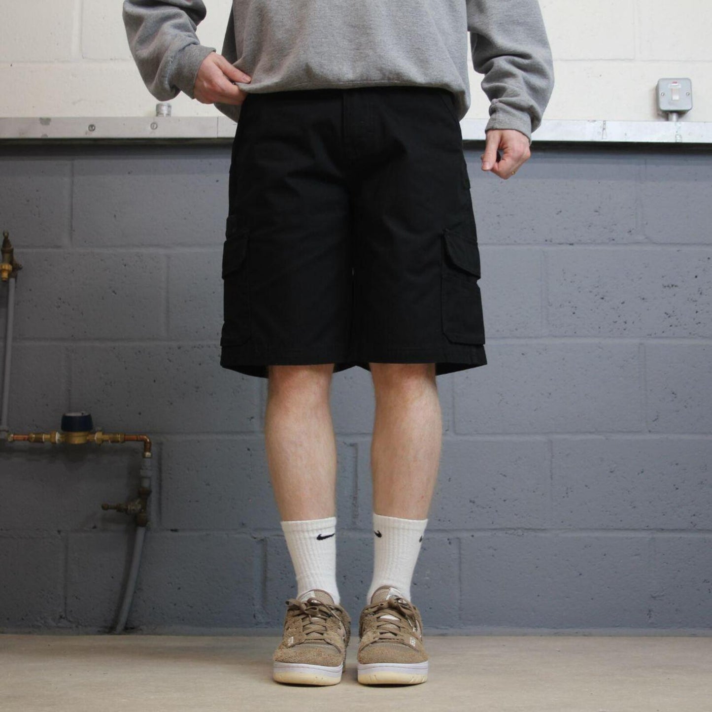 Y2k Dickies cargo work shorts black Ripstop style skater shorts loose utility