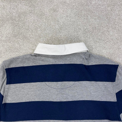 Grey navy IZOD striped rugby polo shirt XL (18-20)