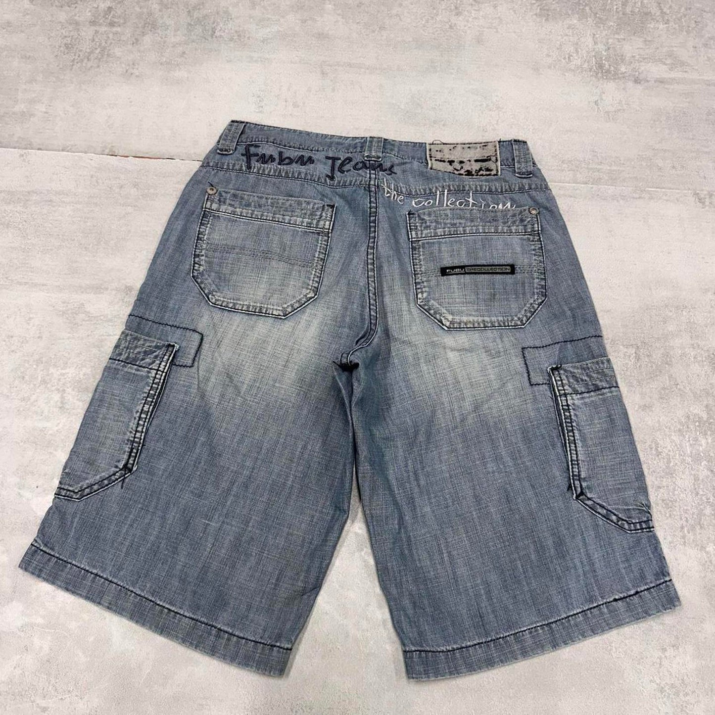 Mens FUBU denim cargo shorts W30