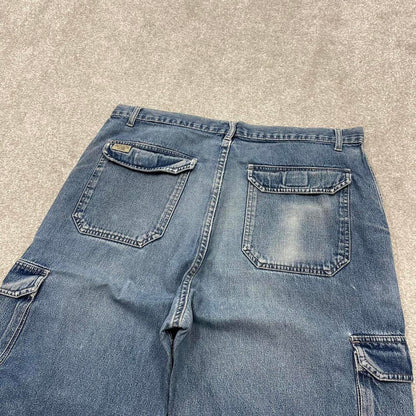 Y2k baggy Wrangler denim cargo shorts loose fit blue Wide leg summer holiday festival jorts