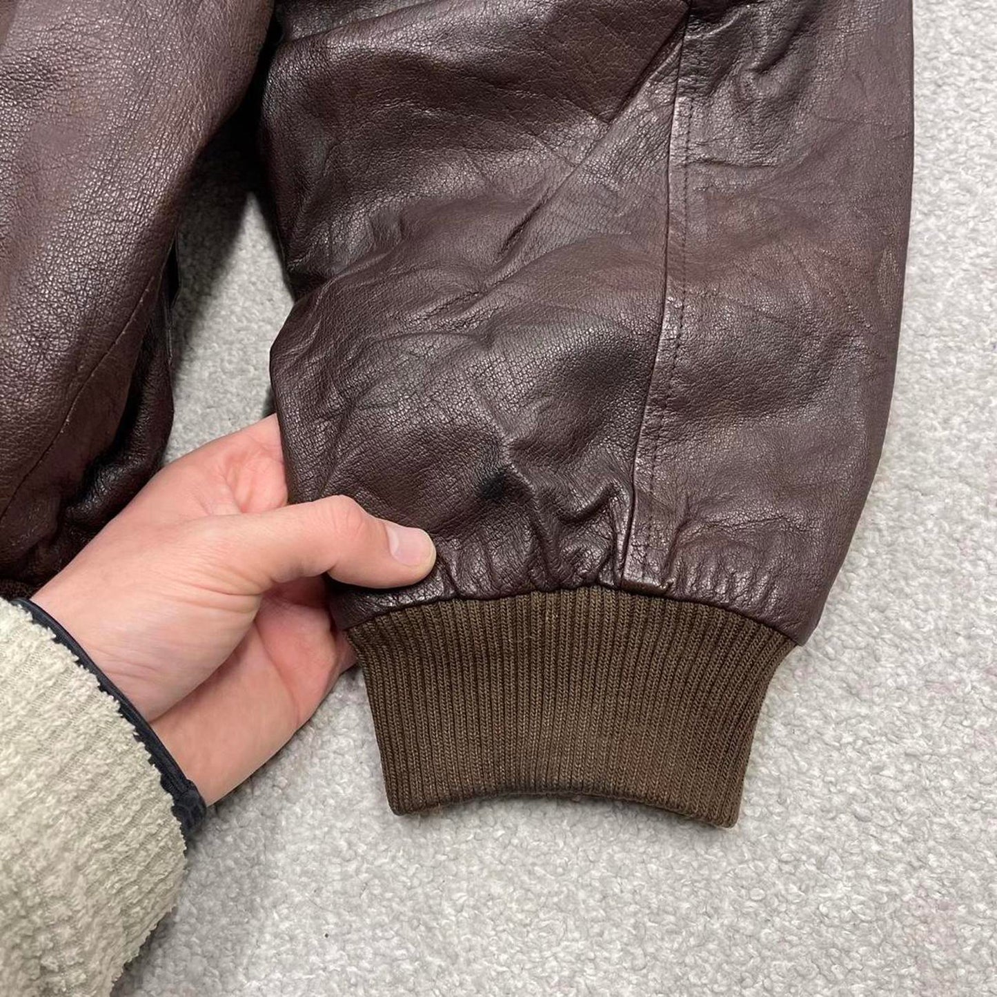 Vintage leather flight aviator bomber jacket brown River Trader boxy genuine leather flight coat