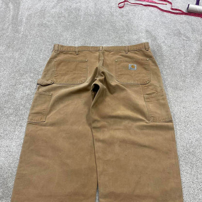 Y2k baggy fit Carhartt double knee work pants brown Loose wide-leg canvas skate trousers