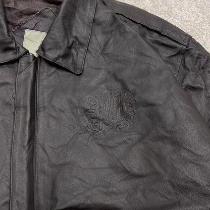 Vintage leather flight aviator bomber jacket black Burk’s Bay boxy genuine leather flight coat