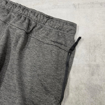 Nike Therma Fit Trackies Large Grey y2k 00s style loose leg joggers embroidered logo