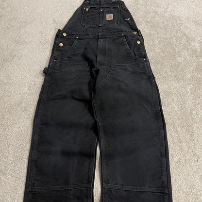 Carhartt dungarees y2k double knee black Festival / skate wear bib utility work overalls