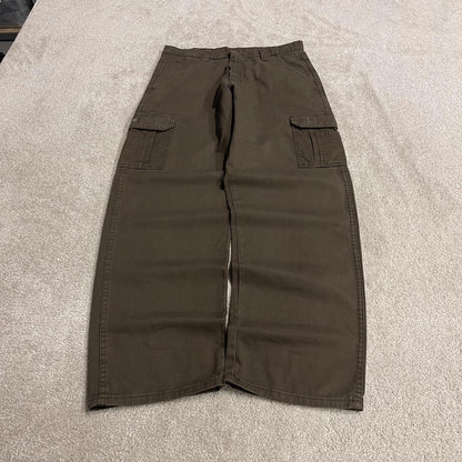 Wrangler baggy cargo pants y2k brown W34L32 Loose fit 100% cotton skater work pants
