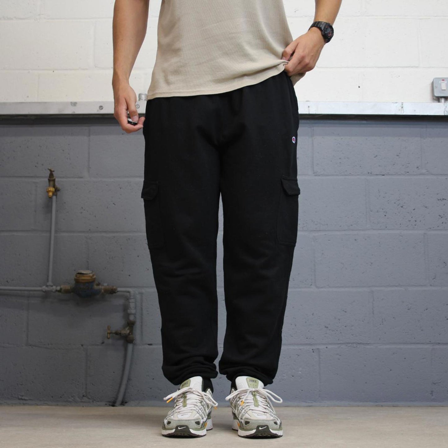 Y2k Black Champion Cargo Joggers XL