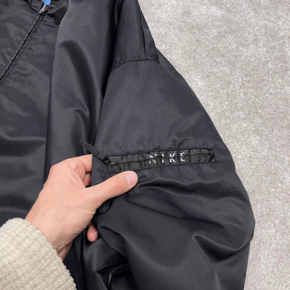 00s Nike reversible jacket y2k style XXL men's black blue full zip hooded windbreaker coat technical
