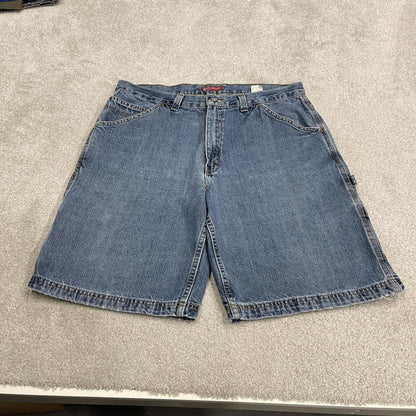 Baggy denim carpenter shorts cargo blue Faded Glory skater style surf jorts