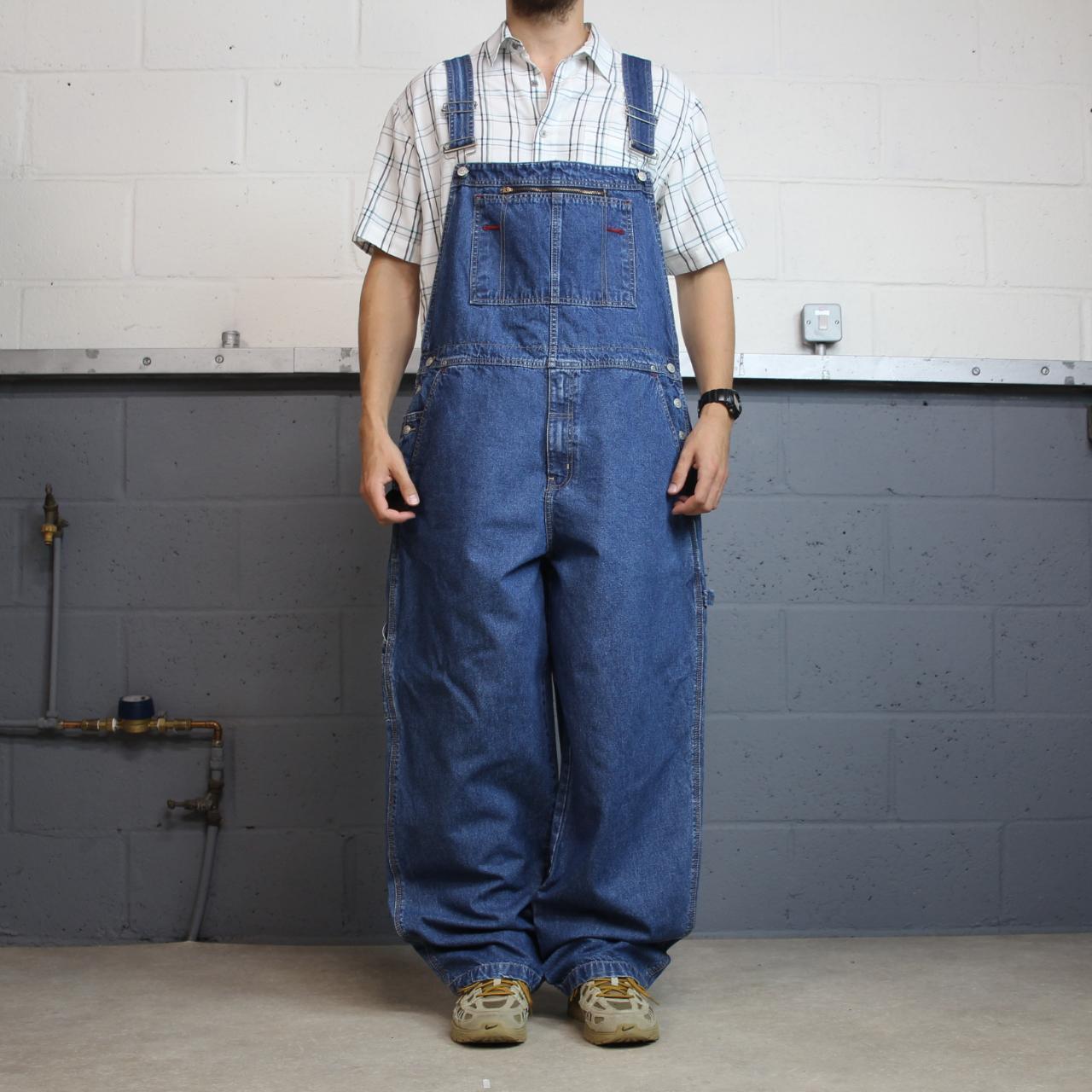 Denim baggy dungarees wide leg y2k blue Faded Glory workwear bib & brace overalls utility