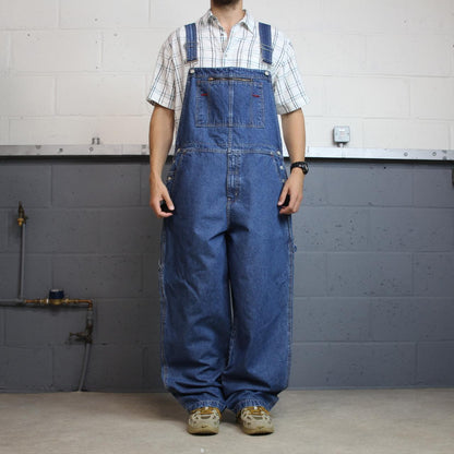 Denim baggy dungarees wide leg y2k blue Faded Glory workwear bib & brace overalls utility