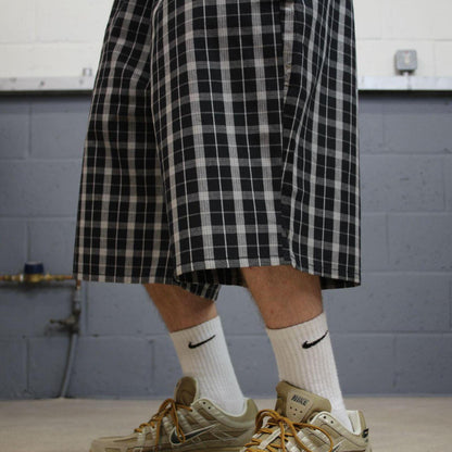 Dickies baggy checkered shorts carpenter black Check surf style skater shorts long wide leg