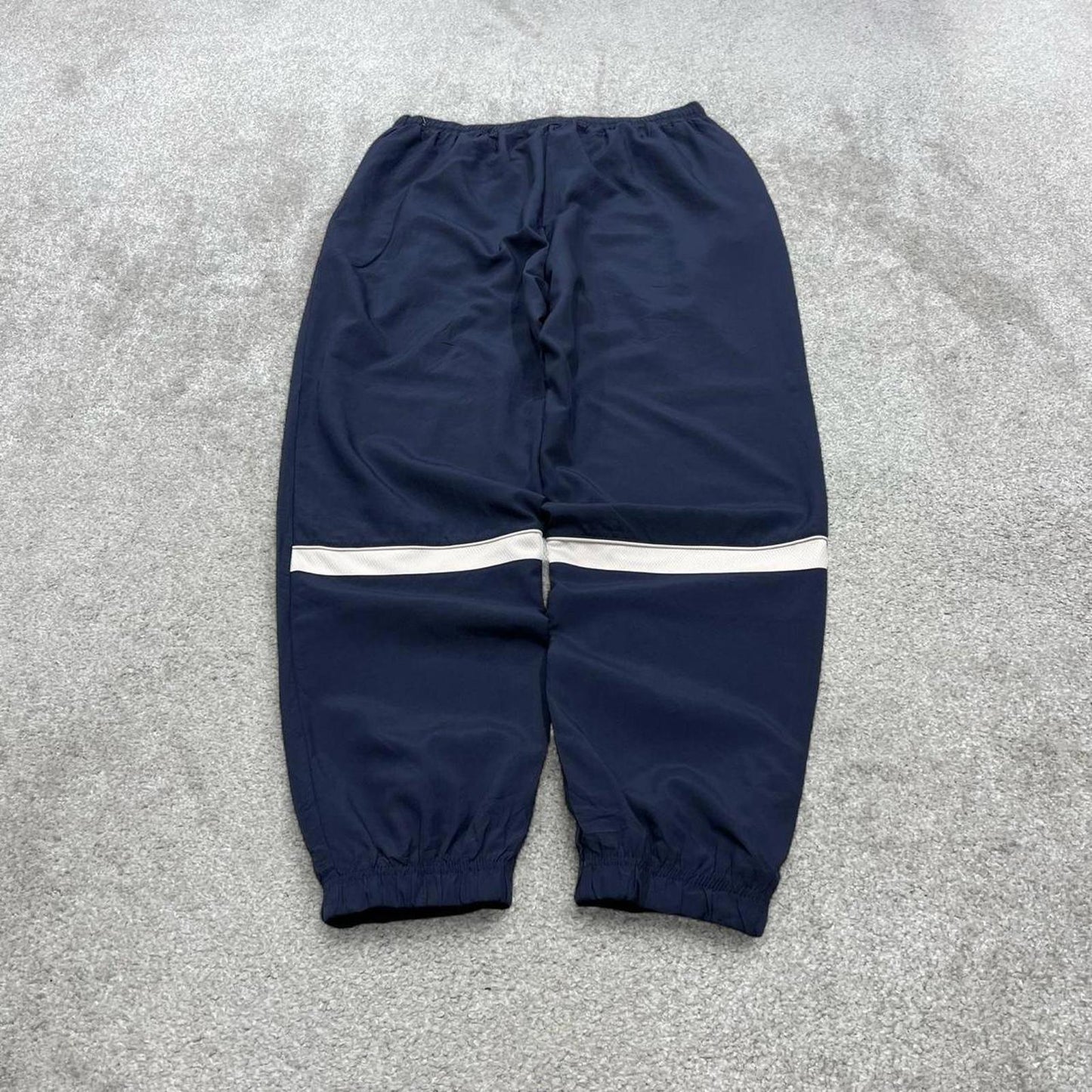 Vintage y2k Nike tracksuit bottoms navy Wide leg embroidered track pants cuffed ankles