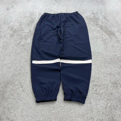 Vintage y2k Nike tracksuit bottoms navy Wide leg embroidered track pants cuffed ankles