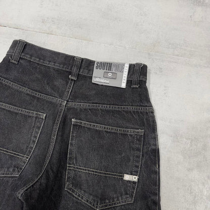 Black Southpole jean shorts W30 loose thick denim rare 90s skater style jorts