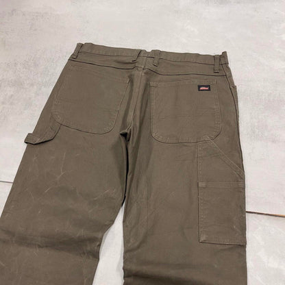 Green Dickies carpenter jeans W34L34 loose 90s skate style canvas cargos utility American workwear