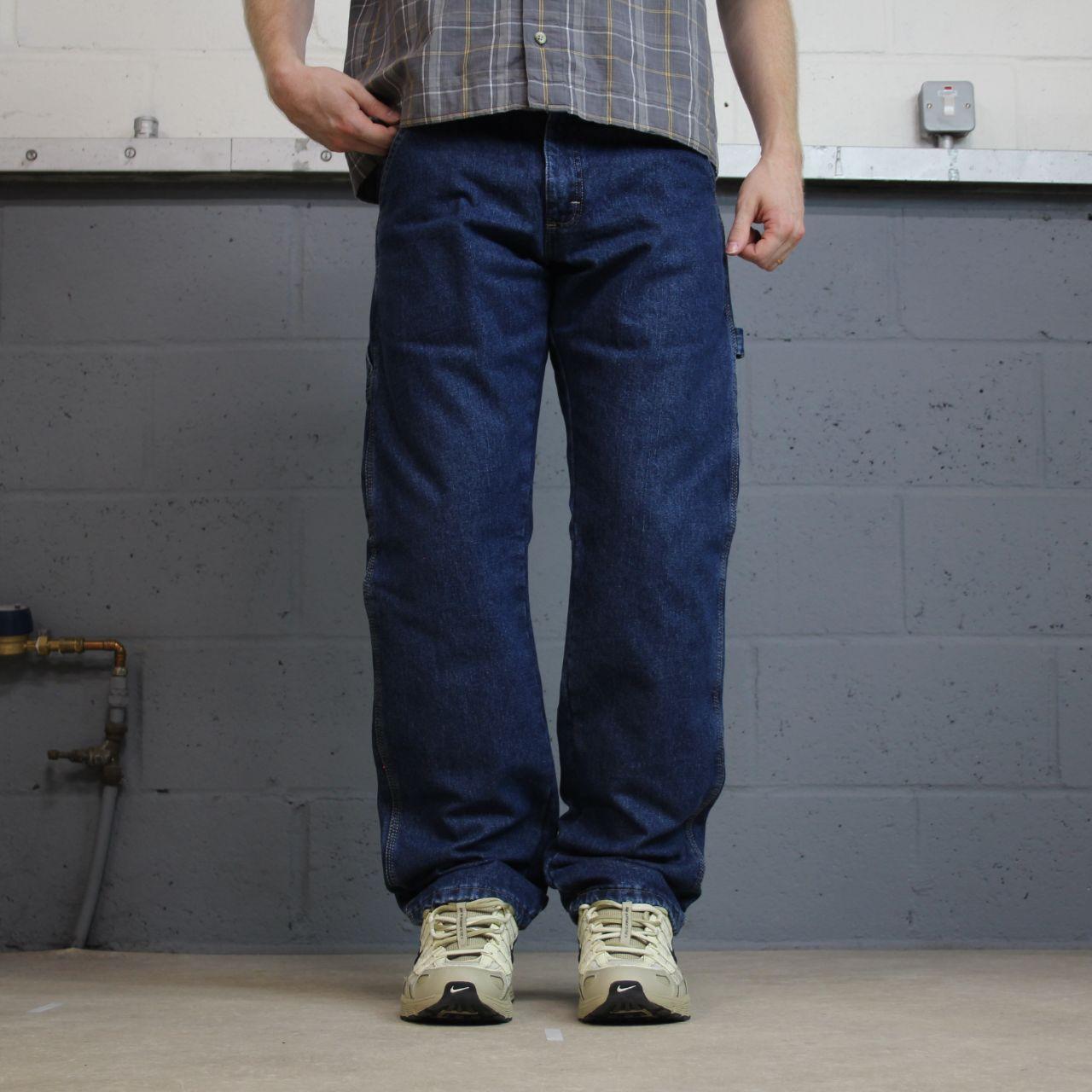 Wrangler carpenter jeans fleece lined y2k blue W30L32 straight leg skater utility workwear trousers