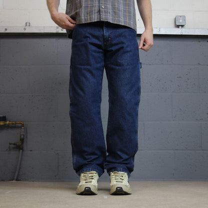 Wrangler carpenter jeans fleece lined y2k blue W30L32 straight leg skater utility workwear trousers