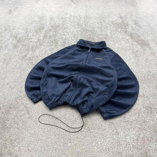 Y2k Columbia technical fleece XLT men's Navy 00s style full zip up autumn adjustable waist tech