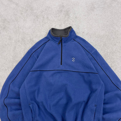 Blue Izod technical fleece XL y2k style 1/4 zip up autumn adjustable waist embroidered outdoors