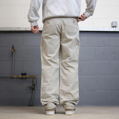 Y2K Carhartt carpenter jeans beige Relaxed fit straight leg canvasy skate style workwear cargo pants