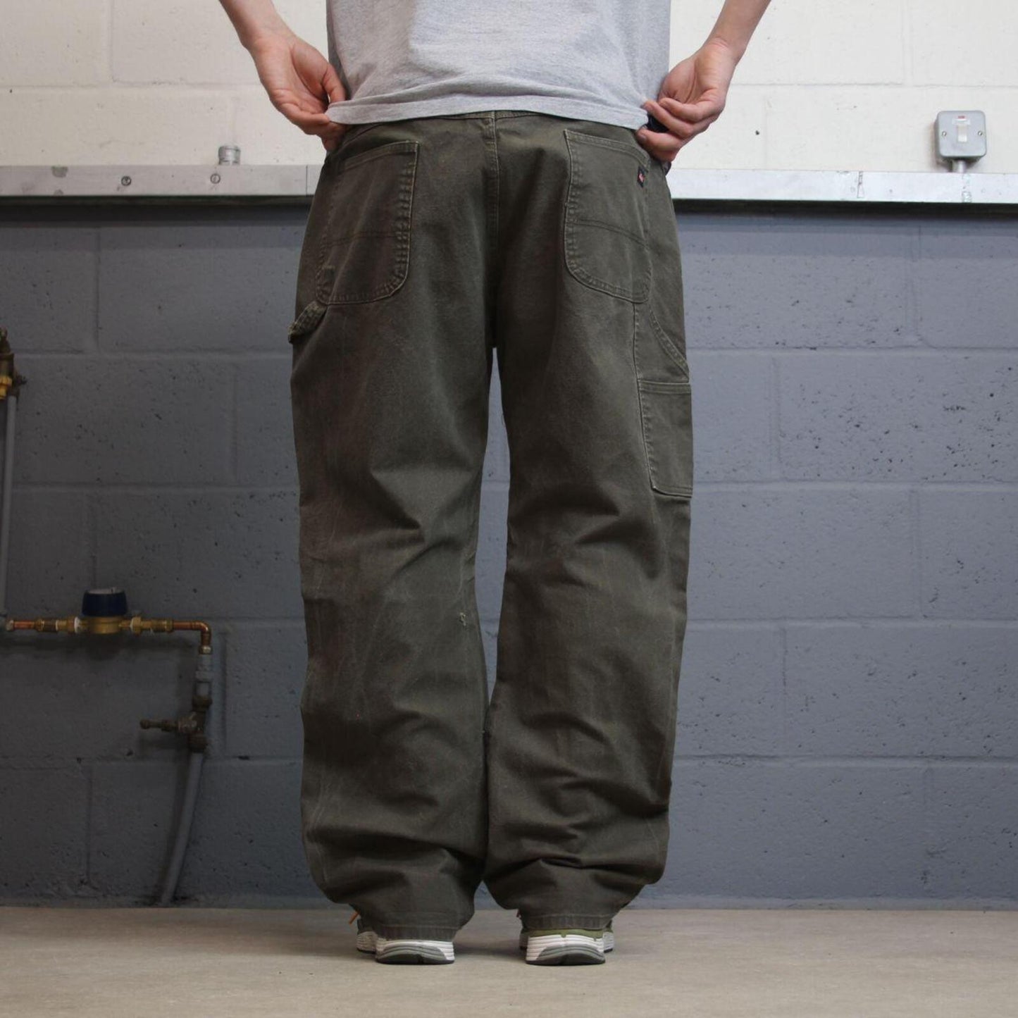 Dickies carpenter jeans loose leg green Loose canvas skate style cargo work pants