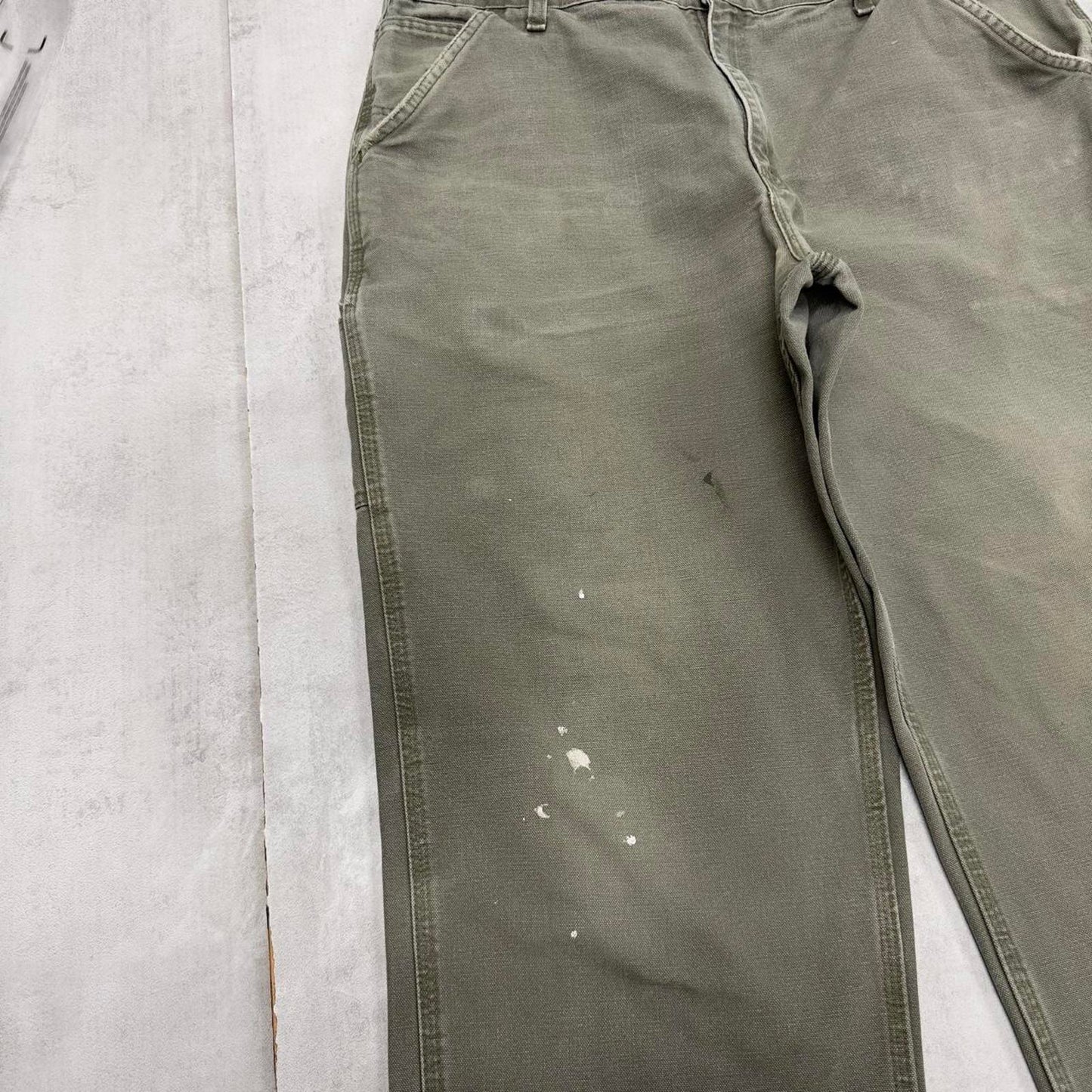 Green Carhartt carpenter pants W38 L27 loose canvas 90s style skater cargos