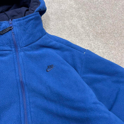 Vintage y2k Nike technical reversible jacket navy Fleece embroidered tech hooded windbreaker coat