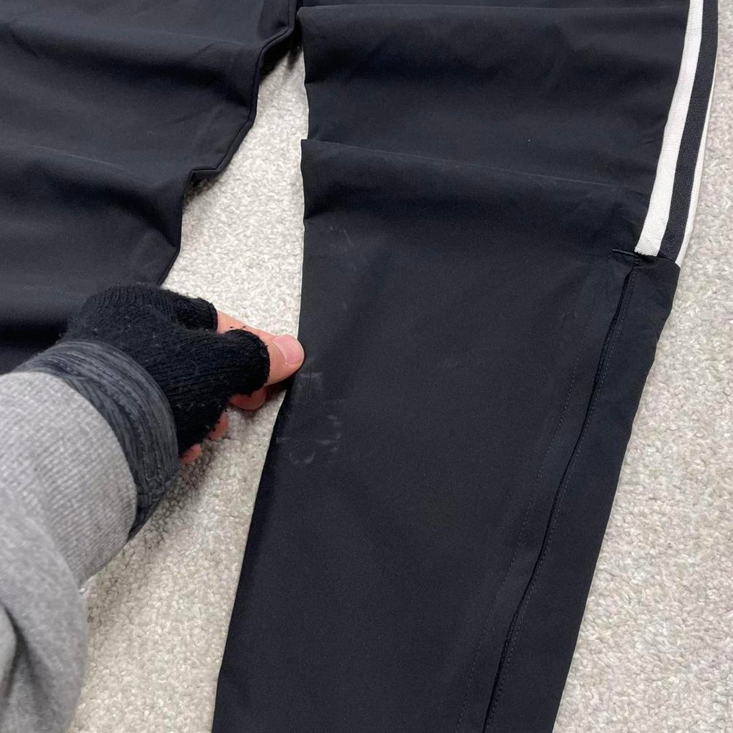 Y2k Adidas tracksuit bottoms Small mens black joggers casual sports gym wear track pants side stripe
