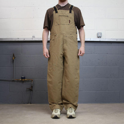 Y2K dungarees denim overalls tan Under Armour workwear bib & brace utility