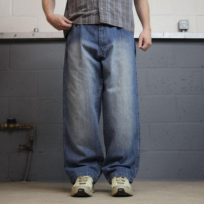 Y2K baggy jeans wide leg W36L30 blue denim Wicked Denim Loose skater surf pants